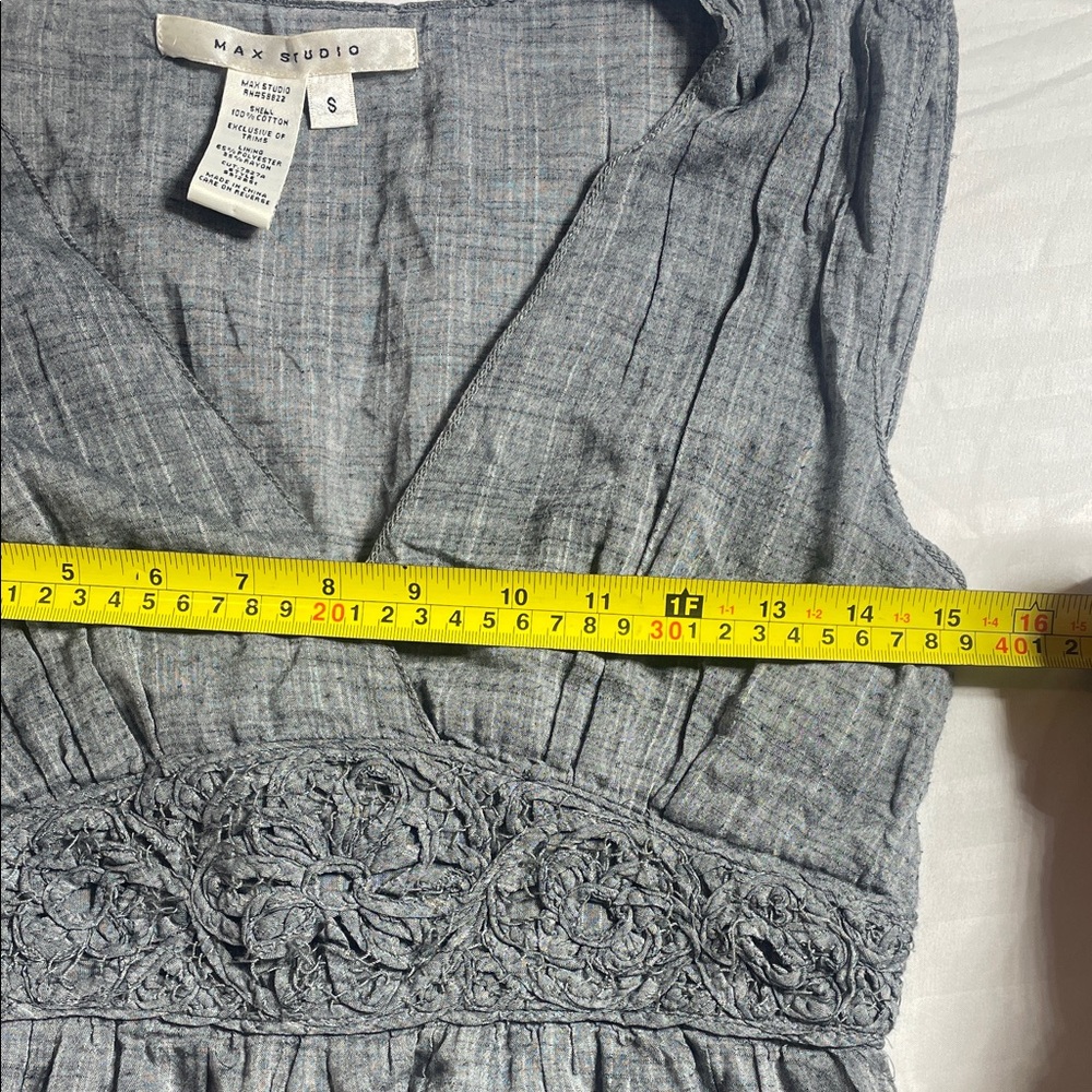 Max Studio Slate Blue-Grey Sleeveless V-Neck Mini Dress - Picture 7 of 9